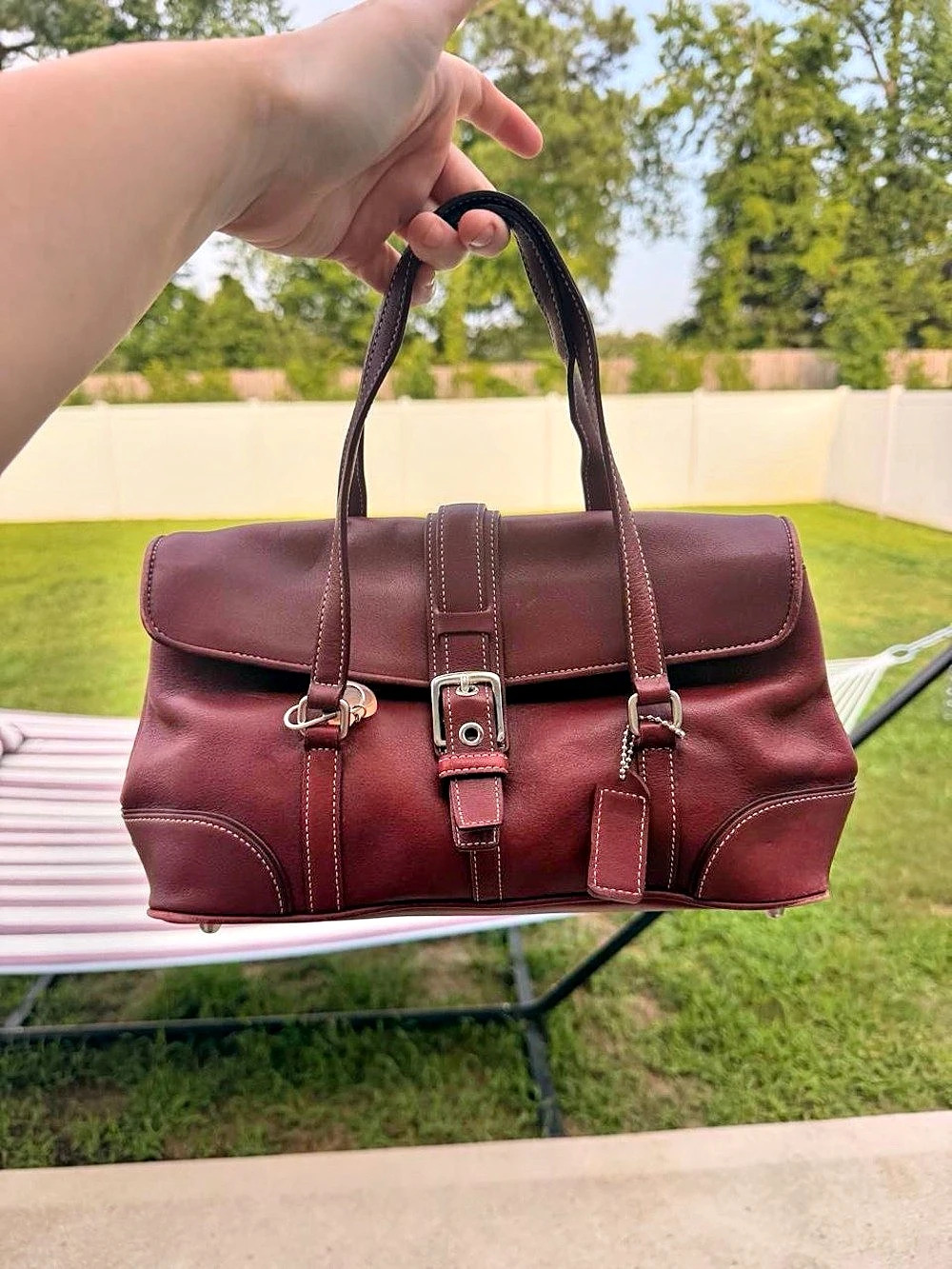 Coach Coach Soho Flap Buckle Tote Shoulder Bag Burgundy